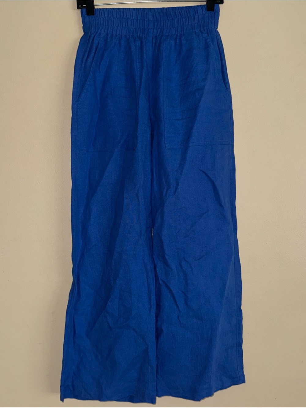 Not Perfect Linen Royal Blue PUGLIA straight cut cropped linen pants Size S/M